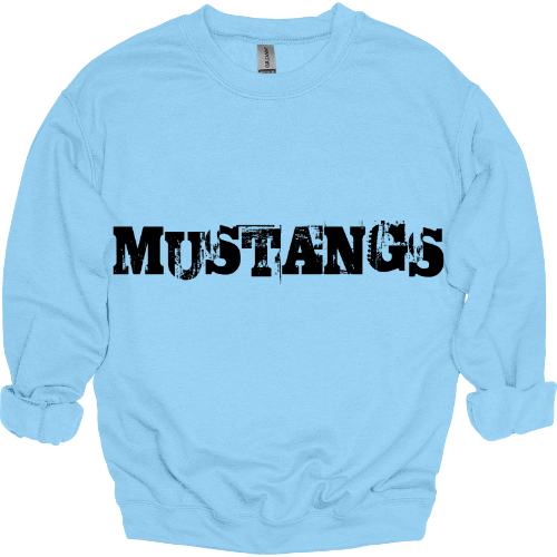 Mustangs Distressed CrewNeck