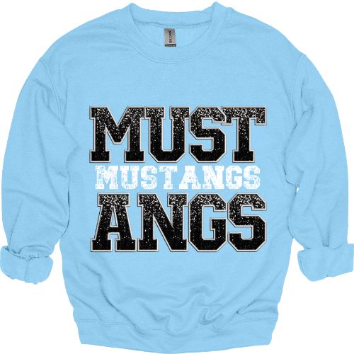 Mustangs Stacked CrewNeck