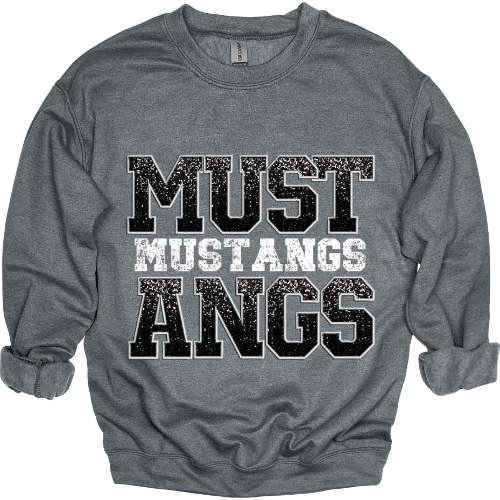 Mustangs Stacked CrewNeck
